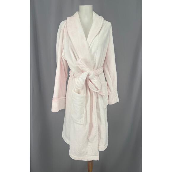 Charter Club Other - Charter Club Robe Womens Medium Pink Fleece Belted Shawl Collar Kimono Lounge